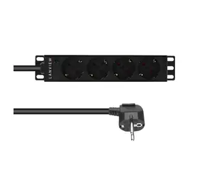 Lanview PDU 10" černá / Zásuvková lišta do racku / 1U / 4x Schuko / 13 A / 2 m