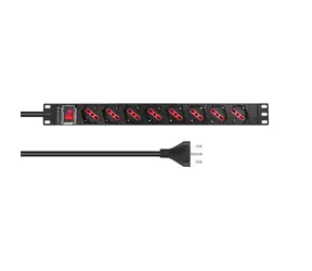 Lanview rozvodný panel 8x Schuko 19" černý / Rozvodný panel / 1U / 2 m kabel / vypínač s podsvícením