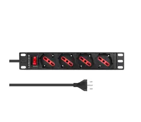 Lanview 10" rozvodný panel 4x Schuko černý / Rozvodný panel / 1U / 2 m kabel / 5 let záruka