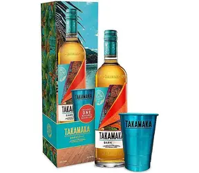 Takamaka Dark Spiced / Likör / 38 % vol. / 0,7 l / Seychellen / Geschenkbox mit Becher