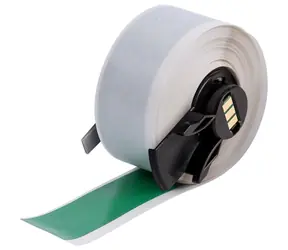 BRADY Vinyl-Etiketten, durchgehend grün / Druckeretiketten / Vinyl / auf Rolle / Breite 2,54 cm