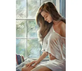 Norimpex Diamantmalerei Pose am Fenster / 30x40 cm