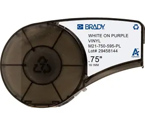 BRADY B-595 violettes Klebeband mit weißem Aufdruck für BMP21/IDPAL/LABPAL / Etikettendruckerband / Vinyl