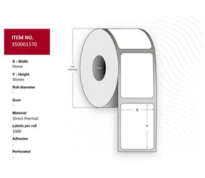 Capture Etiketten 76 x 95 mm, Kern 25 mm / Etikettenrolle / weiß / Thermodirektdruck / Black Mark / 350 Stück/Rolle