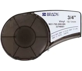 BRADY Vinylklebeband für BMP21 PLUS, IDPAL, LABPAL / Etikettendruckerband / Weiß auf Schwarz / 19,05 mm x 6,4 m