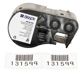 BRADY ToughBond B-483 Polyester-Etiketten / Druckeretiketten / glänzend / weiß / 140 Stück.