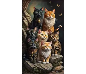 Norimpex Diamantmalerei Katzenfamilie / 30x40 cm