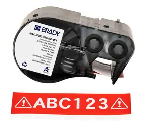 BRADY Druckerband M410, BMP41, M510, BMP51, M511 rot-weiß / Druckeretiketten / Vinyl / 25,4 mm