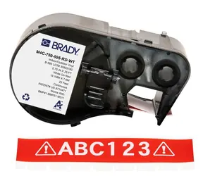BRADY Vinylband für M410/BMP41/M510/BMP51/BMP53/M511 rot-weiß / Etikettendruckerband / Breite 1,91 cm