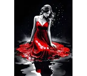 Norimpex Diamantmalerei Frau im roten Kleid / 30x40 cm