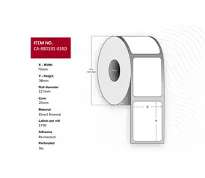 Capture Etiketten 70 x 38 mm, Kern 25 mm / Etikettenrolle / weiß / Thermodirektdruck / 1790 Stück/Rolle
