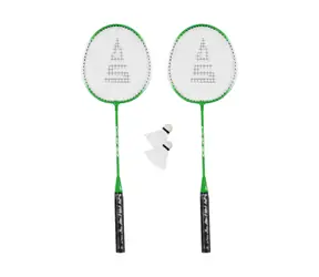 RULYT SULOV Badminton-Set grün-weiß / 2x Schläger 24 cm / 2x Bälle / Reisetasche