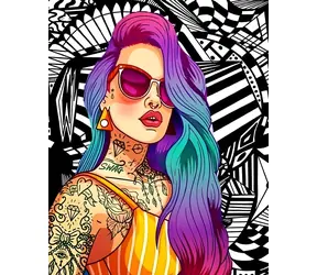 Norimpex Diamantmalerei Mädchen mit Tattoo / 30x40 cm