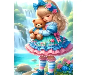 Norimpex Diamantmalerei Kleines Mädchen mit Teddybär / 30x40 cm