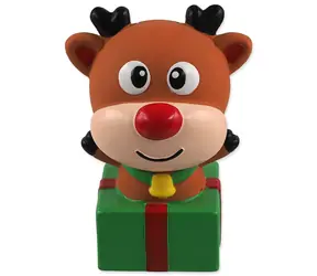 DOG FANTASY Winter Tale Rentier-Spielzeug mit Geschenk / Latex mit Quietscher / Für Hunde / 12 cm