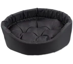 DOG FANTASY Ovales Hundebett mit Kissen, grau, 60 x 51 x 17 cm / Polyester / Abnehmbarer Bezug / Abnehmbares Kissen / Maschinenwaschbar