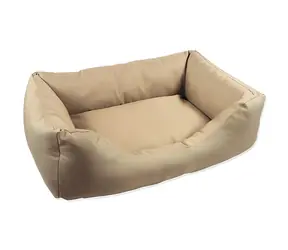 DOG FANTASY Pelech Sofa dunkelbeige / Quadratisch mit Seitenteilen / 55x40x16 cm / abnehmbarer Bezug