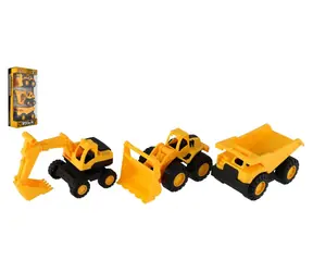 TEDDIES Baustellenfahrzeuge / 3 Stück / 12 cm / Kunststoff / Freilaufend