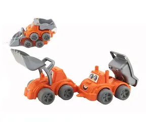 TEDDIES Baumaschinen, 2 Stück / Waggonlader und Waggon mit Aufbau / Kunststoff / freilaufend / 12 m+