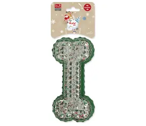 DOG FANTASY Spielzeug Wintergeschichte Knochen / Quietschgeräusch / Gummi / 15 cm