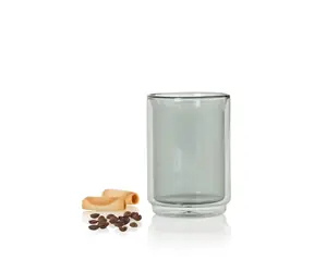 AdHoc IMPACT Becher, dunkles Glas/Edelstahl / Becher / doppelwandig / 400 ml