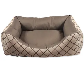 Hunde-Fantasie-Sofa, beige mit Muster / Bett mit Seitenteilen / 75 x 55 x 20 cm / Polyester, Polypropylen