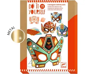 DJECO Kreativset Super-Robotermasken zum Vervollständigen / 4 Masken / Metalldetails / FSC-zertifiziertes Papier