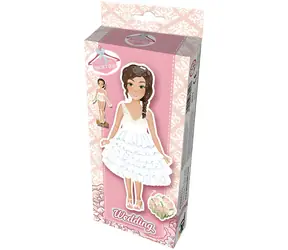 JIRI MODELS Magnetische Puppenhochzeit / Anziehspiel / 3 Zubehörbögen / Holzsockel