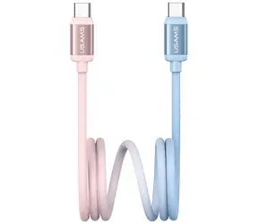 USAMS SJ756 Bicolor Serie blau-rosa / Datenkabel / USB-C/USB-C / PD 60W / 1,2 m