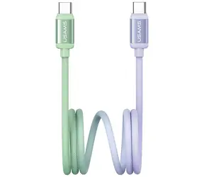 USAMS SJ756 Bicolor Serie grün-lila / Datenkabel / USB-C/USB-C / PD 60W / 1,2 m