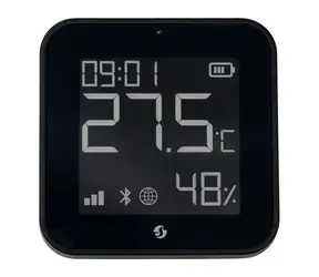 Shelly Blu H&T Display ZB schwarz / Temperatur- und Feuchtigkeitssensor / Zigbee 3.0 / Bluetooth 5.0 / E-Paper-Display