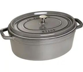 Staub Runde Cocotte, graphitgrau / Kasserolle mit Deckel / 31 cm / Gusseisen