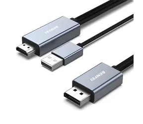 Benfei HDMI-DisplayPort-Kabel, grau / Kabel / 1,8 m
