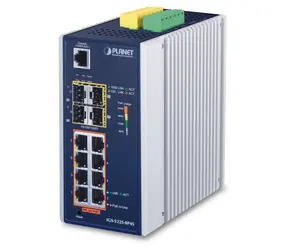 Planet IGS-5225-8P4S / Industrie-Switch / L2+ Managed / 8x Gigabit PoE+ 802.3at / 4X SFP / DIN-Schiene / IP30