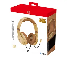 HORI Gaming-Headset, Holzbraun / Gaming-Kopfhörer / für Nintendo Switch 2 / 3,5-mm-Klinkenstecker / flexibles Mikrofon