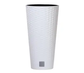 Prosperplast Rato Tubus mit Einsatz weiß 40 cm / Blumentopf / Volumen 64 l / Höhe 76,3 cm / Kunststoff
