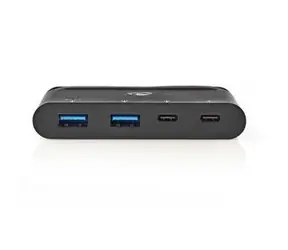 Nedis USB-C-Ladegerät 100 W, schwarz / Ladegerät / 2x USB-A / 2x USB-C / USB 3.1 / vernickelt