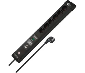 Brennenstuhl Premium-Line schwarz / Überspannungsschutz / 6 Steckdosen / WLAN / 1,8 m / 16 A