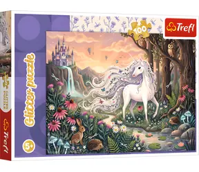 Trefl Glitzerpuzzle Regenbogen-Leuchteinhorn / 100 Teile / 41 x 27,8 cm