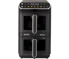 Ariete 4640 Vertikal-Duo schwarz / Doppel-Heißluftfritteuse / 2460 W / 2 × 5,5 l / 6 Programme
