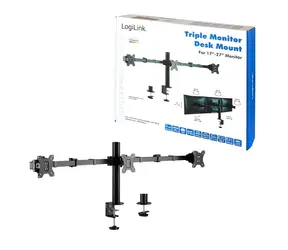 Tischhalterung für 3 Monitore, schwarz / Monitorhalterung / 17-32 Zoll / Tragkraft 7 kg / VESA 75x75-100x100 / 360°-Drehung