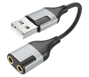 Borofone BV19 schwarz / Externe Soundkarte / USB / 2x 3,5-mm-Klinkenbuchse