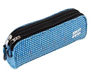 Easy Studentenetui, weiß-blau gemustert / Etui / 2 Reißverschlüsse / 22 × 10 × 5 cm