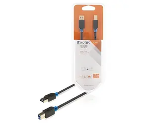 König USB 3.0 kabel A-B šedý / Kabel USB / USB A - USB B / 2 m