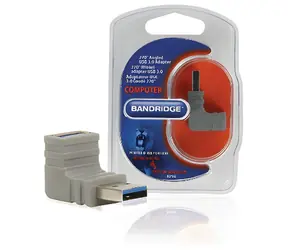 Bandridge Adaptér USB 3.0 A-A úhlový 270° šedá / Adaptér / USB-A (M) - USB-A (F)