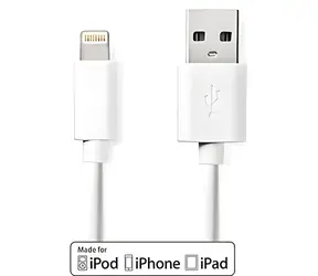 Nedis Lightning-Kabel 3 m weiß / Datenkabel / USB-A 2.0 (M) - Lightning 8-Pin (M) / 480 Mbit/s / Vernickelte Stecker