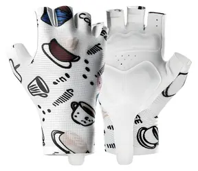 Rockbros S389 weiße Fahrradhandschuhe mit kurzen Fingern / Damen / Stoßdämpfend / Größe L