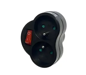 Konnoc DX-R2S schwarz / Steckdosenleiste / 230 V / 1x runde + 2x flache Steckdose / Ein-/Ausschalter / Kindersicherung