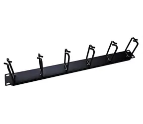 Lexi-net 19"-Rackpanel 1HE schwarz / 6 x 40 x 80 mm Montagehalterungen / Ganzmetall / Durchsteckmontage