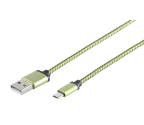 SCONN USB-A auf Micro-USB / Ladekabel / Nylon / Grün / 0,9 m
